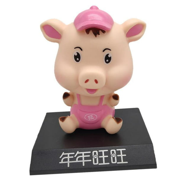 1pc Decorative Creative Nodding Pig Figure Toy Dashboard Ornament for Office Car